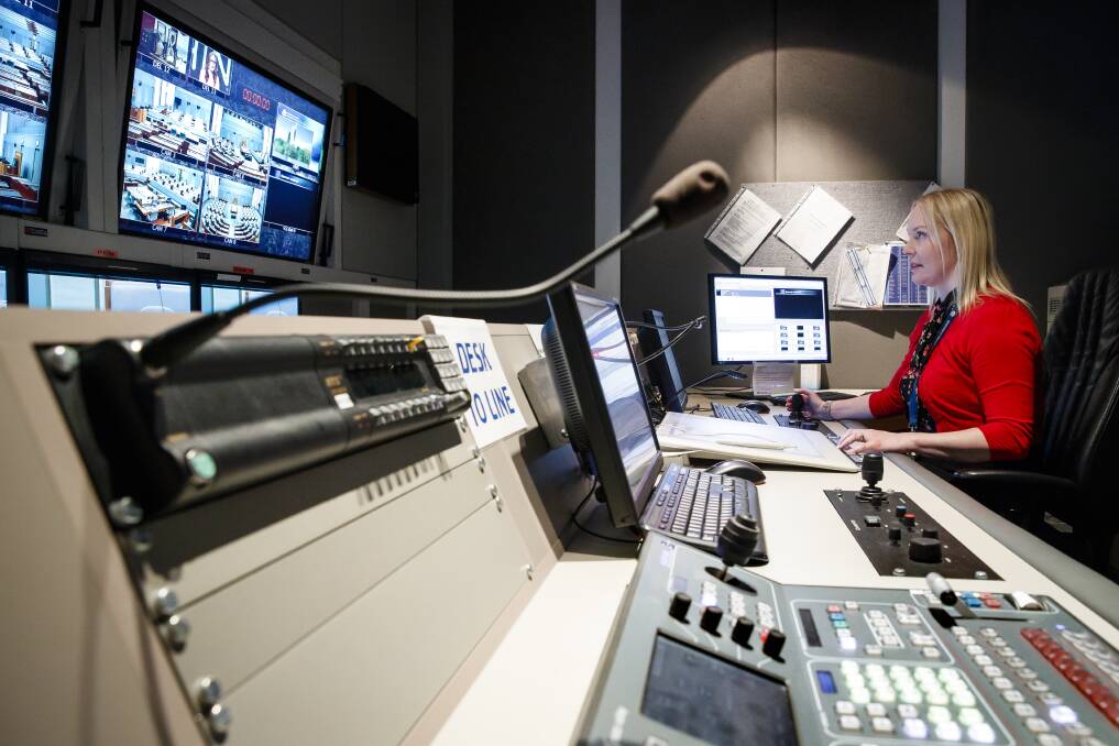 Broadcasting officer Michelle Swadling inside the broadcast centre. Photo: Sitthixay Ditthavong