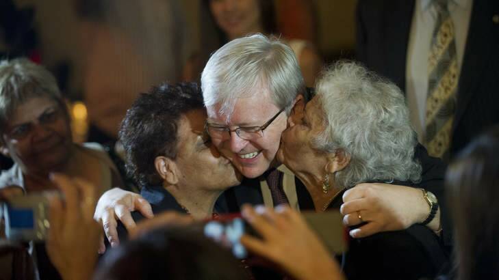 Kevin Rudd embraces members of the Stolen Generation, but how much welfare abuse still exists today? Photo: David Mariuz