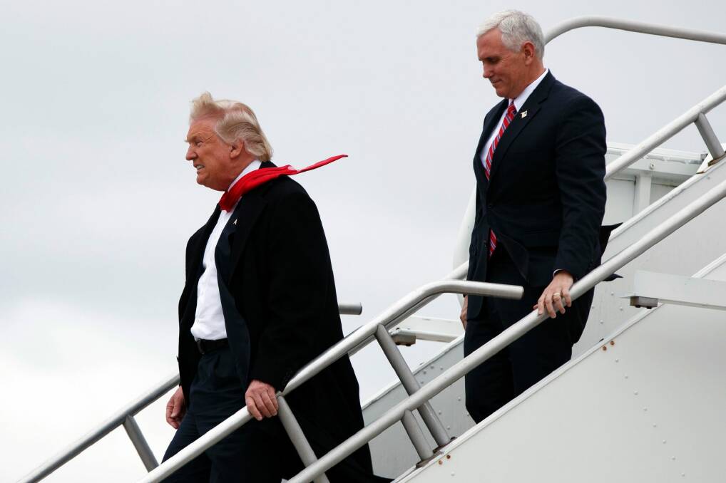 President-elect Donald Trump modelling his latest fashion statement. Photo: AP
