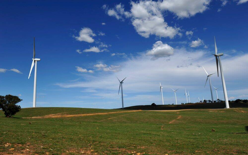 A wind farm at Gunning, near Canberra. Photo: Graham Tidy