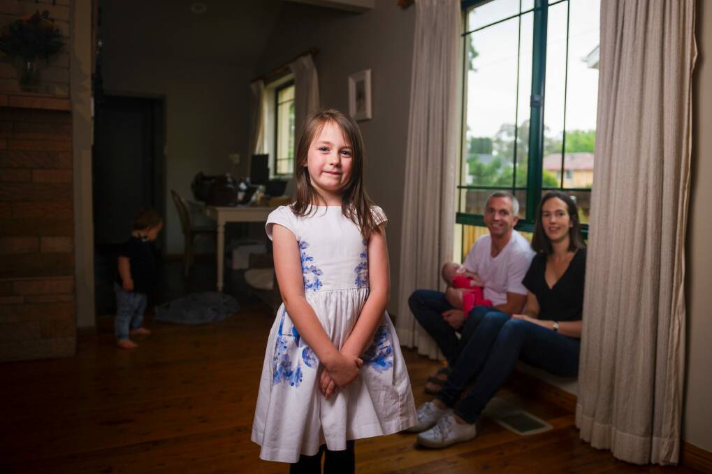 Emiliana Barry, 5, with her family. Photo: Dion Georgopoulos