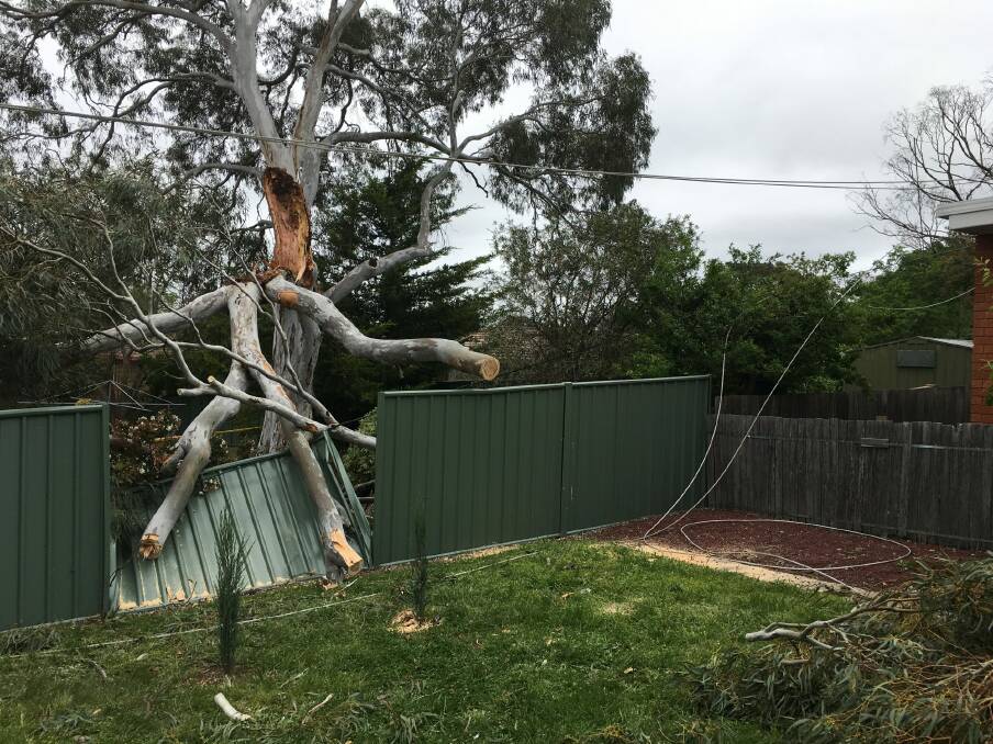 Damage after a storm in Weetangera last year. Photo: ActewAGL
