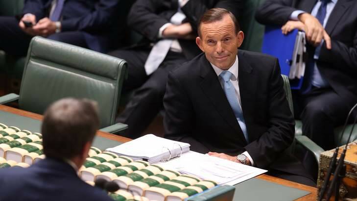 Prime Minister Tony Abbott faces a question from Opposition Leader Bill Shorten during question time. Photo: Andrew Meares