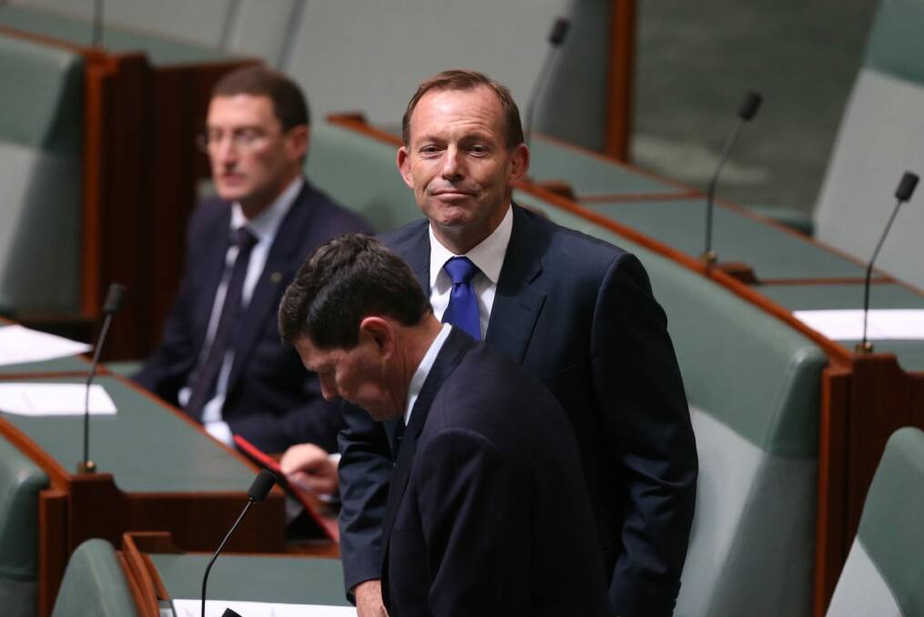 Former prime minister Tony Abbott in Parliament on Tuesday. Photo: Andrew Meares