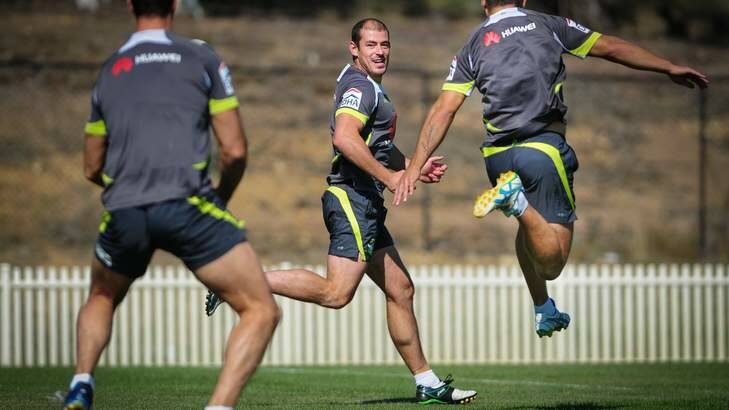 Terry Campese trains on Thursday morning at Raiders HQ. Photo: Katherine Griffiths