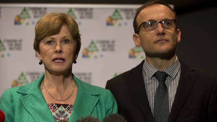 Australian Greens leader Senator Christine Milne with deputy leader Adam Bandt.
