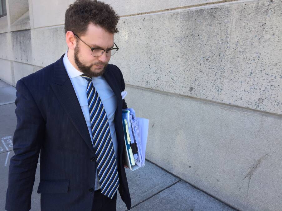 Solicitor Luke Vozella leaves Queanbeyan Local Court on Wednesday morning. Photo: Blake Foden