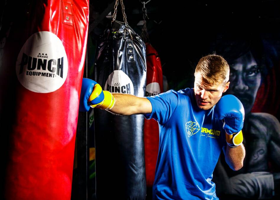 Canberra boxer David Toussaint training in the lead-up to his fight on the Manny Pacquiao-Jeff Horn card in Brisbane on July 2.  Photo: Sitthixay Ditthavong