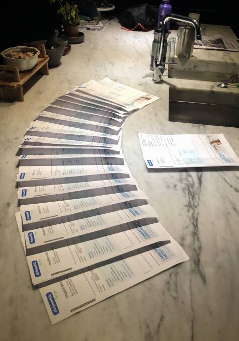 Another bundle of ActewAGL bills sent to an employee of <i>The Canberra Times</i> on Wednesday.