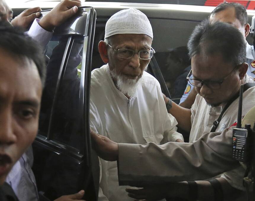 Abu Bakar Bashir could walk free as soon as Monday, according to Indonesian President Joko Widodo. Photo: AP