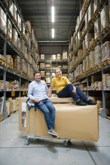 IKEA's Michael Donath and Charmaine Hick in the Canberra store, which is the first in the country to launch online shopping and home delivery. Photo: Supplied