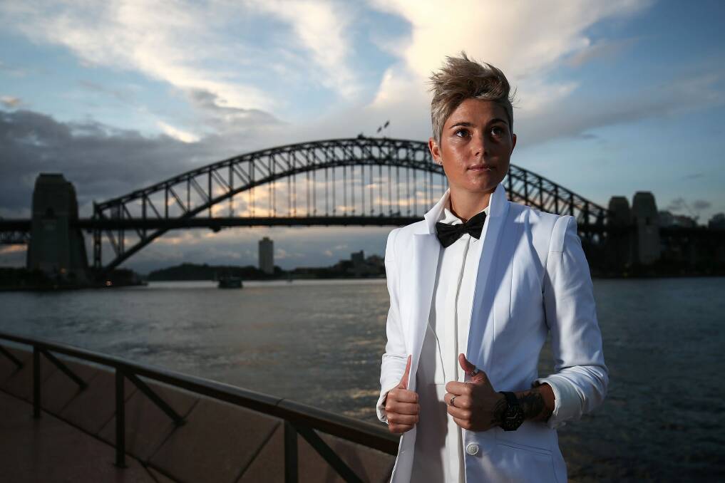 Michelle Heyman poses ahead of the Australian LGBTI Awards 2017 at Sydney Opera House. Photo: Getty Images