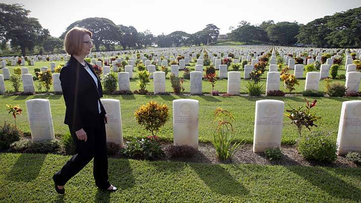 Prime Minister Julia Gillard at the Bomana War Cemetery. Photo: Andrew Meares
