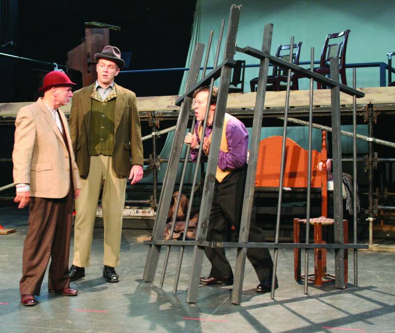 Daniel Ferri, Brian Kavanagh and Tim Sekuless perform in The Threepenny Opera. Photo: Helen Drum
