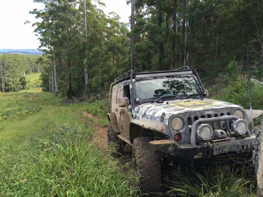 Brett Quodling and Phillip Thomson go wheelin' in Quodling's Jeep. Photo: Supplied