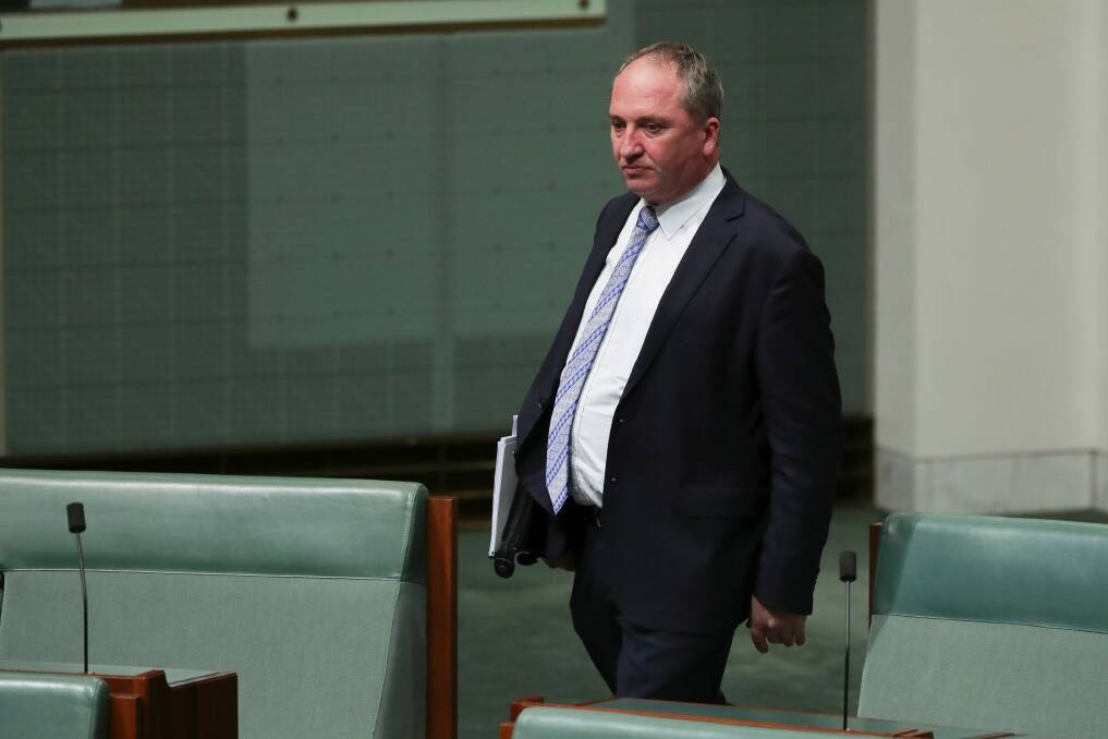 Barnaby Joyce during Question Time last week Photo: Alex Ellinghausen