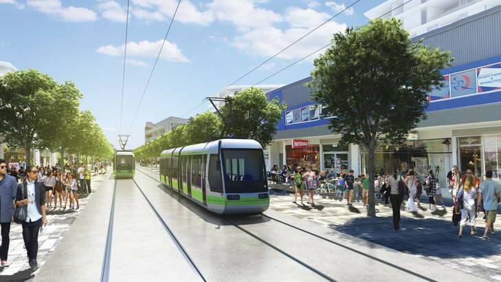 An artist's impression of the proposed Canberra light rail, at Gungahlin. Photo: Supplied