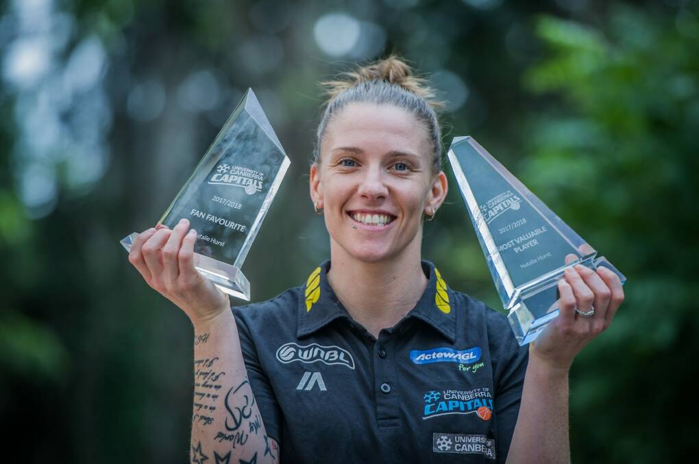 Natalie Hurst was announced the Canberra Capitals' MVP and also the fan favorite at their end of season awards.  Photo: karleen minney