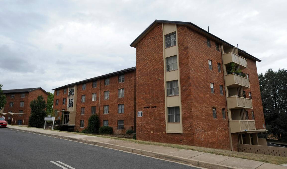 Stuart Flats, a public housing block bordered by Light Street and Captain Cook Crescent in Griffith Photo: Richard Briggs