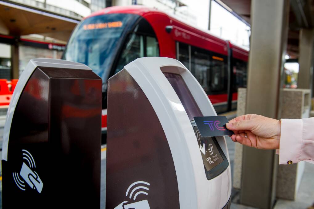 Passengers  will tap their MyWay cards as they get on and off the tram. Photo: Elesa Kurtz