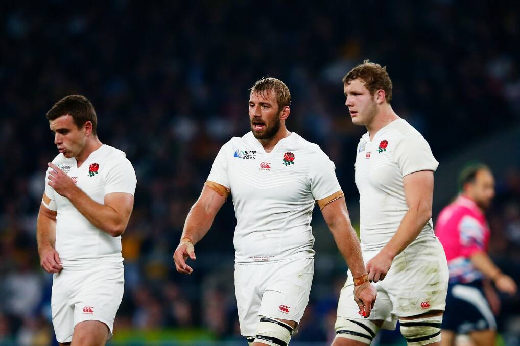 Sent packing: Dejected George Ford, Chris Robshaw and Joe Launchbury of England. Photo: Getty Images