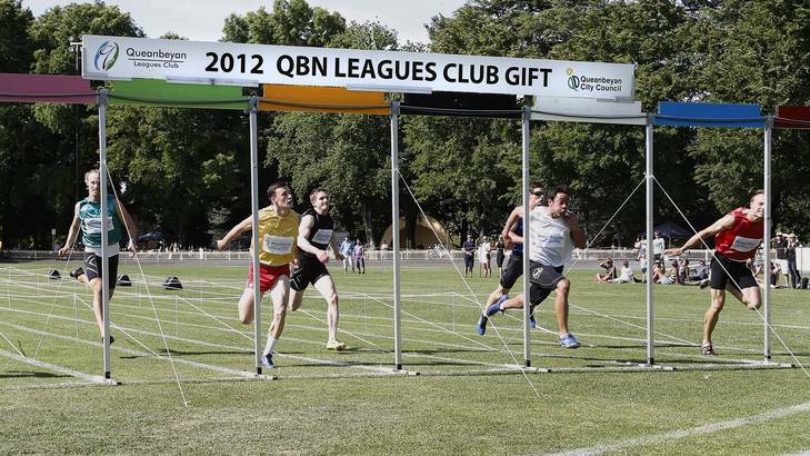The final of the Queanbeyan Gift that was won by Dean Scarff, second from right in white. Photo: Jeffrey Chan