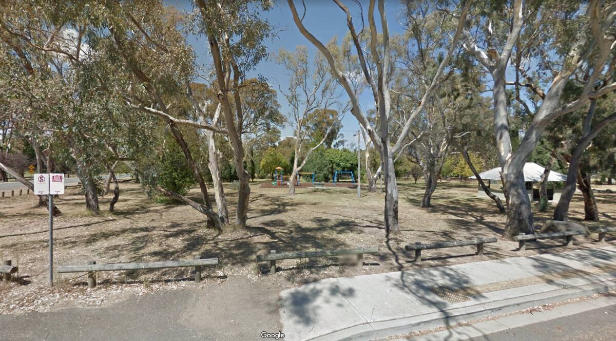 A street view of the existing playground equipment and amenities at Hall. Photo: Google Maps