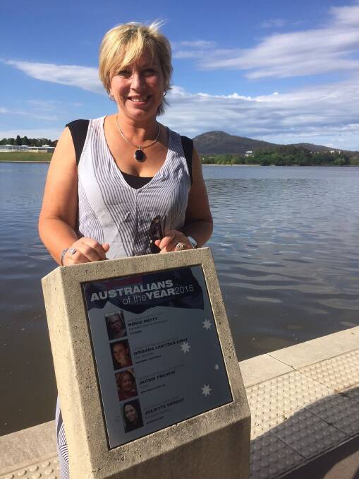 Rosie Batty on the Australians of the Year Walk beside Lake Burley Griffin in Canberra. 