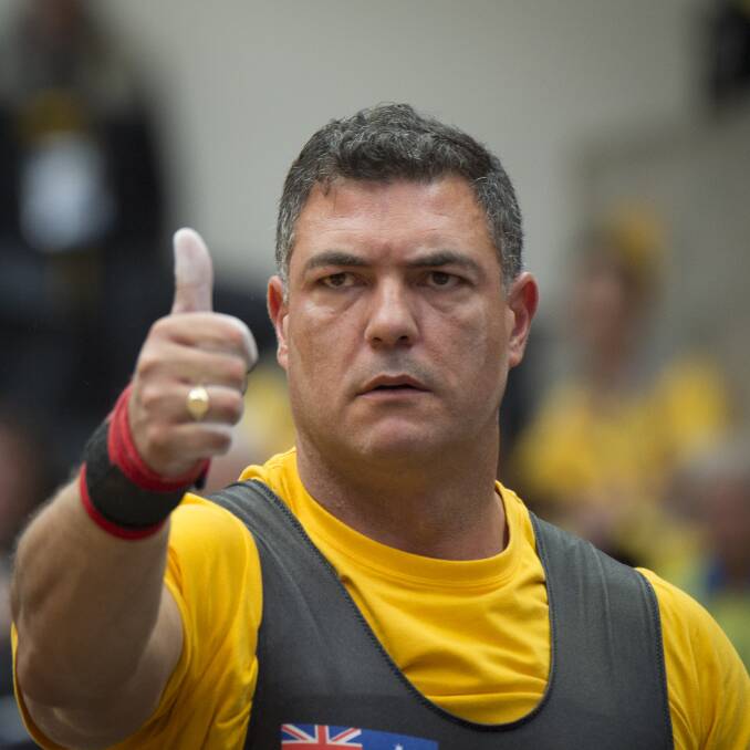 Ben Farinazzo in action during the powerlifting at the 2018 Invictus Games. Photo: Michelle Kroll, UNSW Canberra