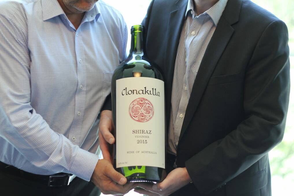 This empty imperial of Clonakilla Shiraz Viognier sold for more than $10,000 at a Canberra charity auction. Photo: Supplied
