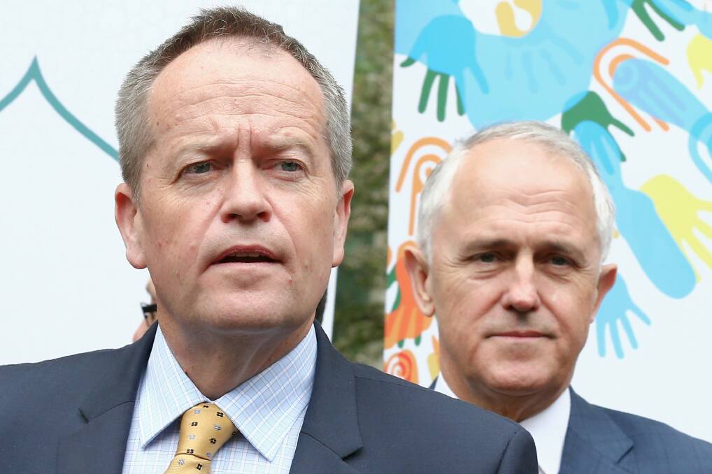 Bill Shorten and Malcolm Turnbull can both point to polls putting themselves in the lead.   Photo: Alex Ellinghausen