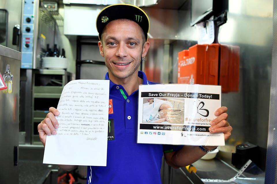 Valentino Rossi with the letter. Photo: Supplied