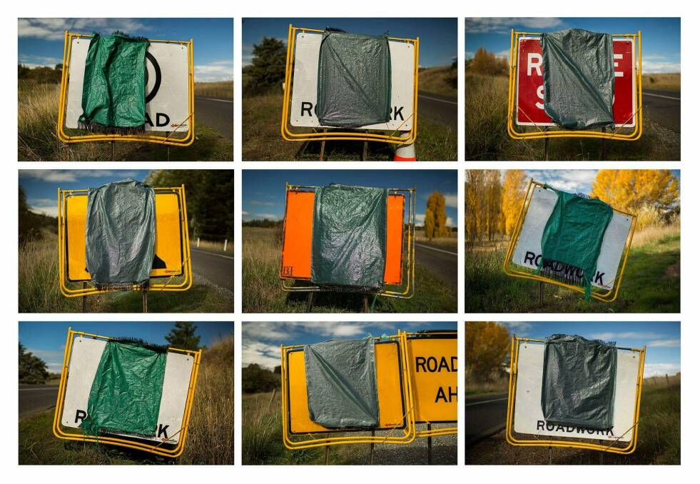 Roadworks #1-9, by Sean Davey, each 76cm x 112cm digital photograph. Image courtesy of the artist Photo: Image courtesy of the artist