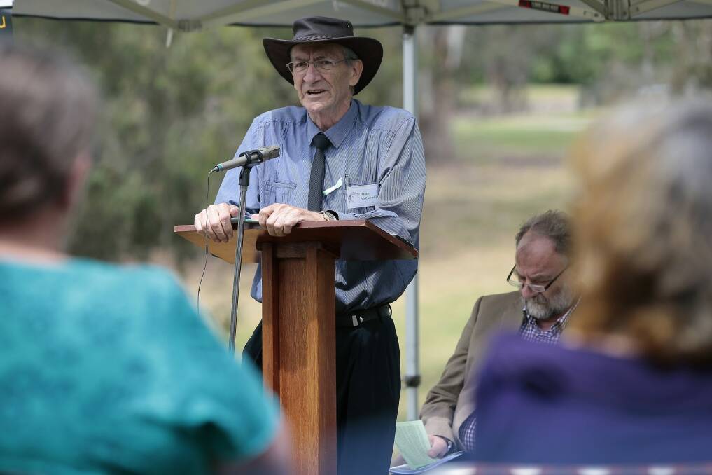 Brian McConnell speaking at a remembrance ceremony in October 2015 for people who lost their lives to drugs. Photo: Jeffrey Chan
