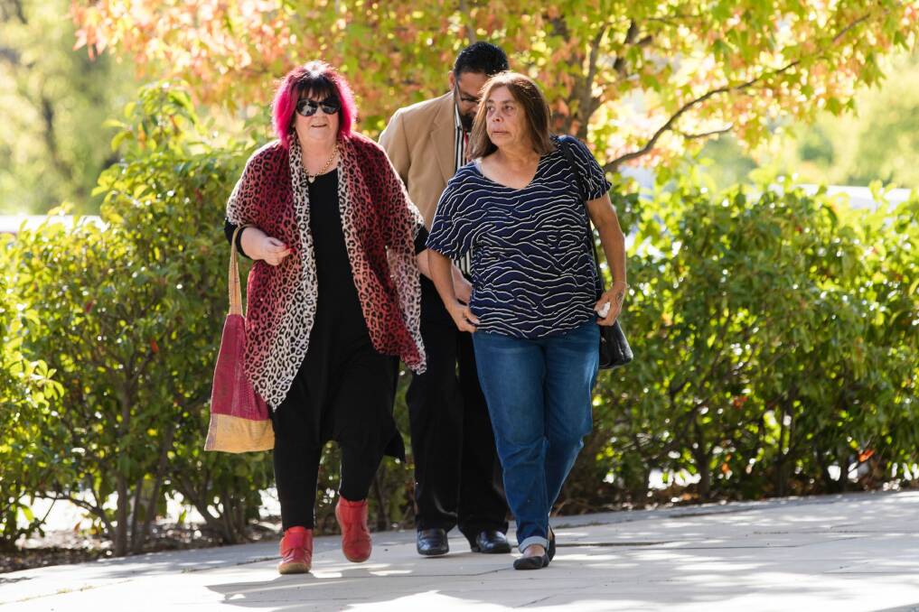 Steven Freeman's mother Narelle King (right), and Julie Tongs (left), arrive at ACT Magistrates Court.  Photo: Jamila Toderas
