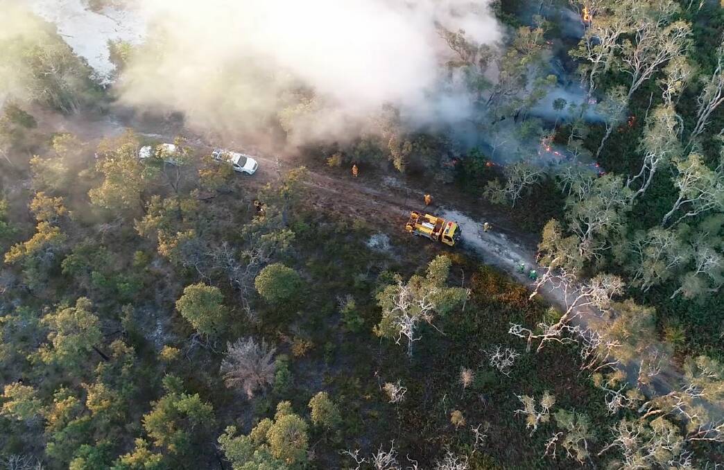 Just after midday on January 17, fire crews were alerted to a bushfire off Hornsby Road at Bellara on Bribie Island.  Photo: Queensland Police Service