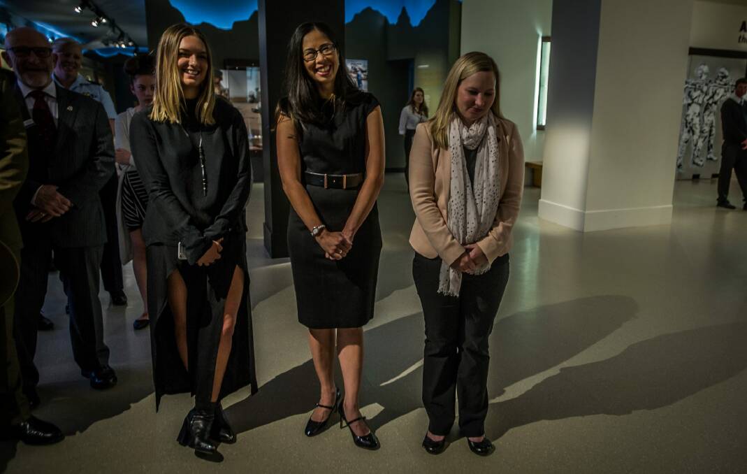 Subjects of the Ben Quilty portraits, (from left) Elle-Lou Diddams, Leesa Kwok and Elvi Wood.  Photo: Karleen Minney