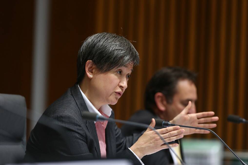 Senator Penny Wong questions the Department of Foreign Affairs and Trade secretary. Photo: Andrew Meares