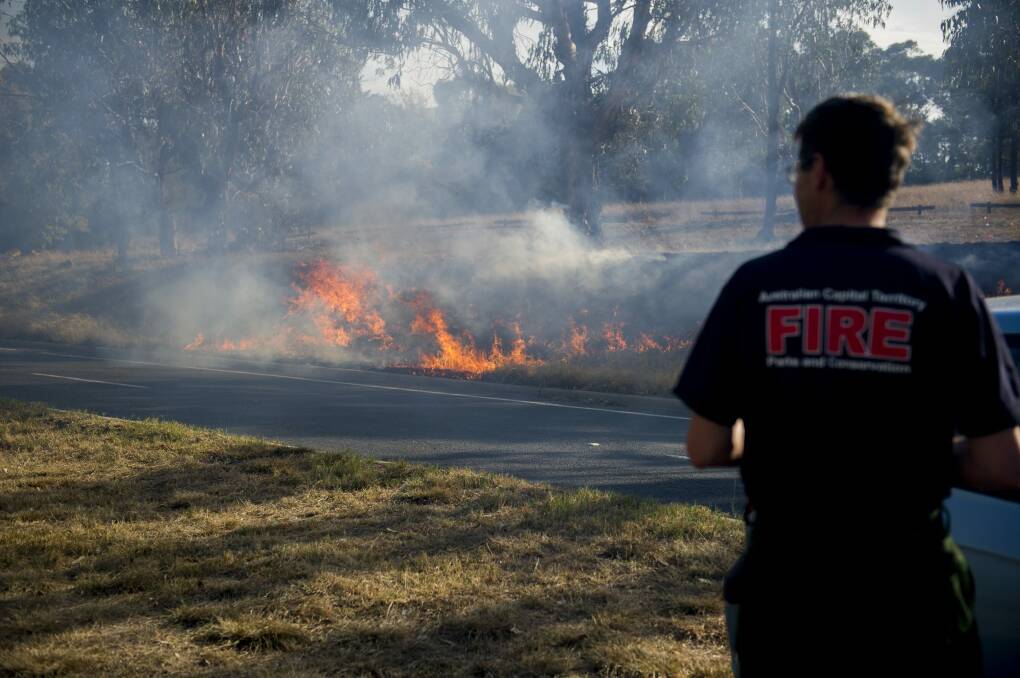 Firefighters were quick to extinguish this grass fire which broke out at Bowen Place during a hot, windy day on Wednesday. 