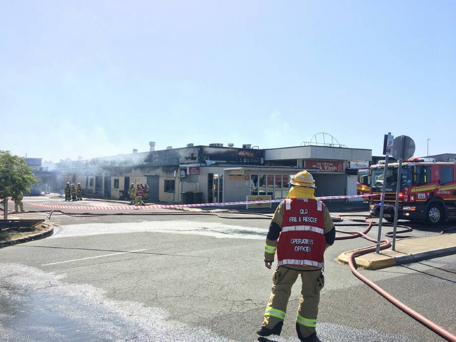Fire crews battled a large blaze at Inala's Civic Centre in August 2017. Photo: Ruth McCosker