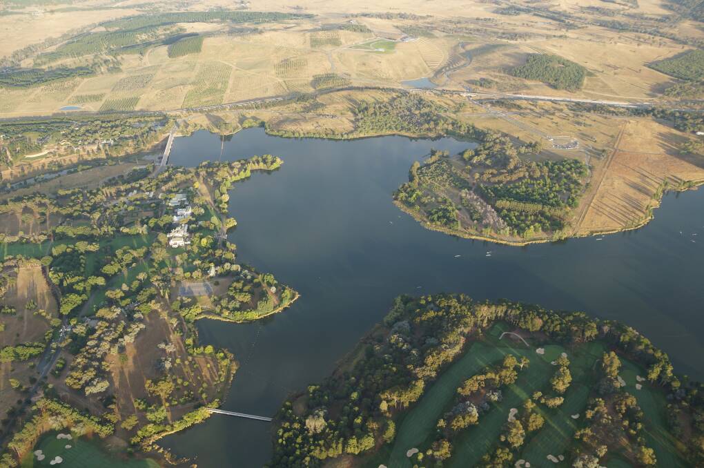 The view over Lake Burley Griffin, some areas of which have been closed due to extreme blue-green algae levels.