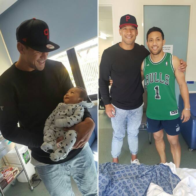 Israel Folau posted photos on Twitter after visiting Christian Lealiifano. Photo: Supplied