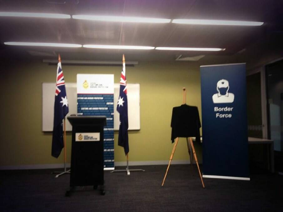 The backdrop for Scott Morrison's press conference on July 3. Photo: Oliver Milman/Guardian Australia