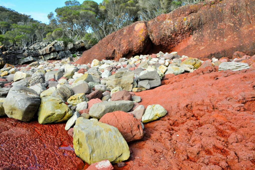 Vivid rock colours at every turn on the Light to Light trek. Photo: Tim the Yowie Man