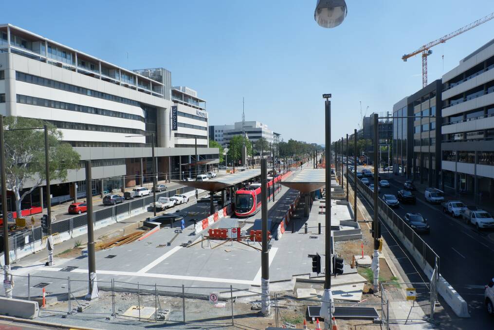 Light rail has arrived at Alinga Street in the centre of Canberra after eight months of testing. Photo: Supplied