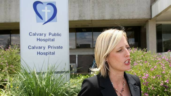 Chief Minister Katy Gallagher at the Calvary Hospital. Photo: Andrew Sheargold