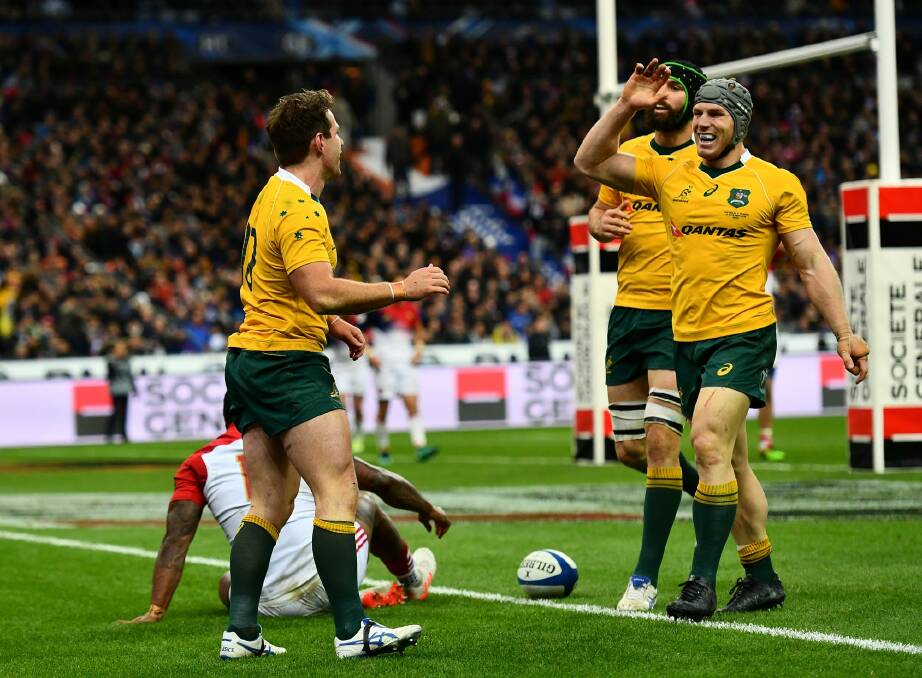 Inspirational: David Pocock led from the front yet again for the Wallabies. Photo: Dan Mullan