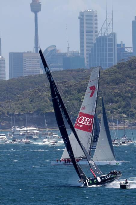 Perpetual Loyal leads Wild Oats XI out of Sydney Heads. Photo: Andrew Meares