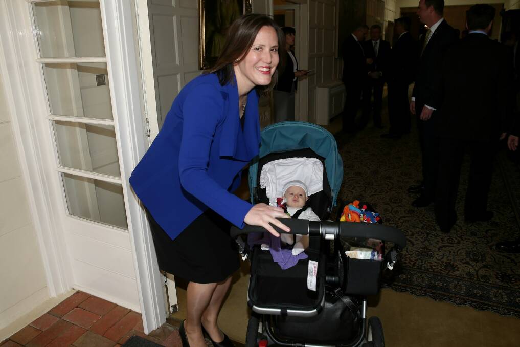 Small Business Minister and Assistant Treasurer Kelly O'Dwyer arrives for the swearing-in ceremony on Monday. Photo: Alex Ellinghausen