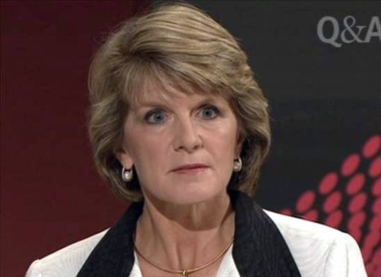 Julie Bishop deploys her infamous death stare during an episode of Q&A.